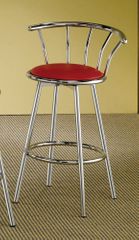 29 Inch Chrome Plated Bar Stool (Set of 2) in Chrome / Red Cushion - Coaster