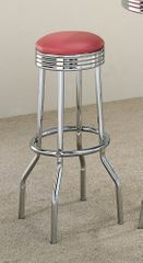 29 Inch Chrome Plated Bar Stool (Set of 2) in Chrome / Red Cushion - Coaster
