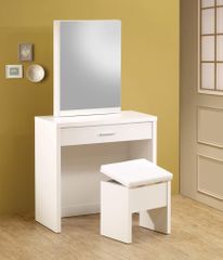 2PC White Vanity Set with Hidden Mirror Storage  - 300290