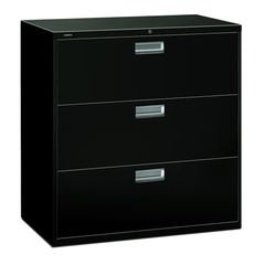 3 Drawer Locking Lateral File Cabinet in Black - HON693LP