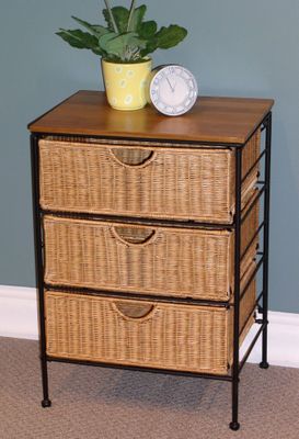 3 Drawer Wicker Stand in Wicker/Metal - 4D Concepts - 263069