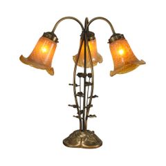 3-Light Gold Tulip Table Lamp - Dale Tiffany