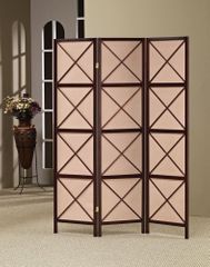 3 Panel X Pattern Folding Screen in Dark Cherry - 900165