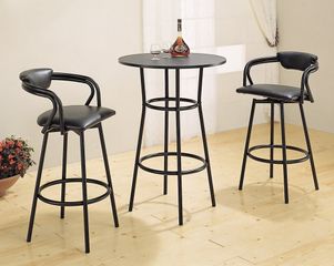 3-Piece Bar Table and Stool Set in Black - Coaster