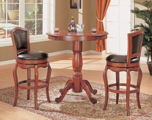 3-Piece Bar Table and Stool Set in Cherry - Coaster