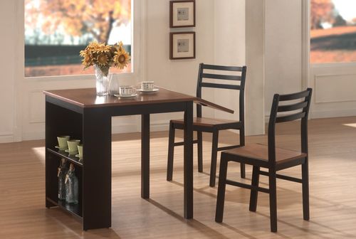 3-Piece Breakfast Table Set in Black / Walnut - Coaster - 130015