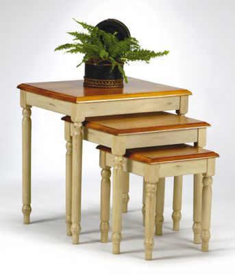 3-Piece Nesting Tables in Antique White and Cherry - Office Star - CC19