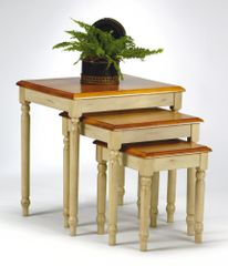 3-Piece Nesting Tables in Antique White and Cherry - Office Star - CC19