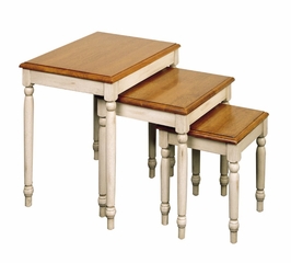 3-Piece Nesting Tables in Antique White and Cherry - Office Star - CC19