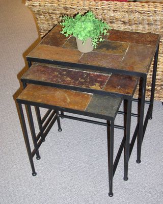 3-Piece Nesting Tables with Slate Tops - 4D Concepts - 601609