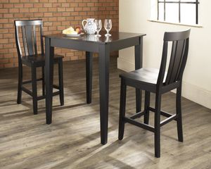 3-Piece Pub Dining Set with Tapered Leg and Shield Back Stools in Black Finish - Crosley Furniture - KD320006BK