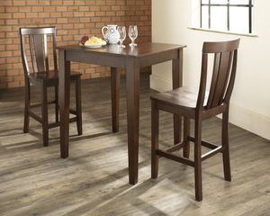 3-Piece Pub Dining Set with Tapered Leg and Shield Back Stools in Vintage Mahogany Finish - Crosley Furniture - KD320006MA