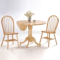 3-Piece Set - 42" Dual Drop Leaf Table with 2 Windsor Chairs in Natural - K01-42DP-C212-2