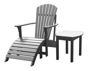 3-Piece Set - Adirondack Chair with Footrest and Side Table in Black - K-51902-CTS-0