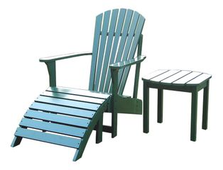 3-Piece Set - Adirondack Chair with Footrest and Side Table in Hunter Green - K-51901-CTS-0