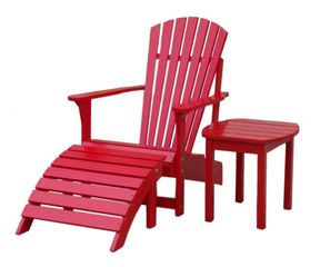 3-Piece Set - Adirondack Chair with Footrest and Side Table in Red - K-92248-CTS-0