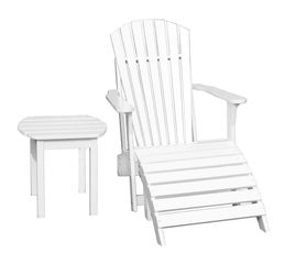 3-Piece Set - Adirondack Chair with Footrest and Side Table in White - K-51900-CTS-0