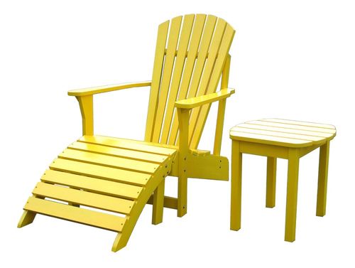 3-Piece Set - Adirondack Chair with Footrest and Side Table in Yellow - K-51903-CTS-0
