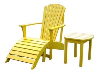 3-Piece Set - Adirondack Chair with Footrest and Side Table in Yellow - K-51903-CTS-0