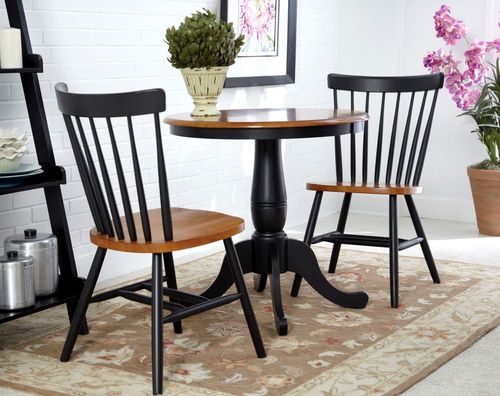 3-Piece Set - Round Table with 2 Chairs in Black / Cherry - K57-30RT-385