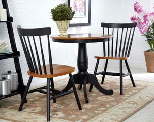 3-Piece Set - Round Table with 2 Chairs in Black / Cherry - K57-30RT-385