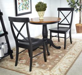 3-Piece Set - Round Table with 2 Chairs in Black / Cherry - K57-30RT-46-613