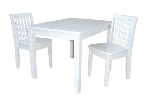 3-Piece Set - Table with 2 Mission Juvenile Chairs in Linen White - K08-2532-263-2