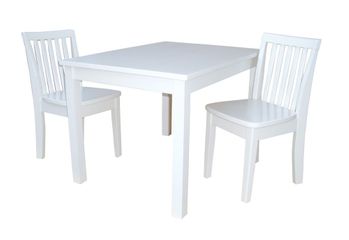 3-Piece Set - Table with 2 Mission Juvenile Chairs in Linen White - K08-2532-263-2