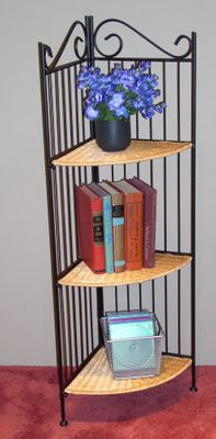 3 Tier Corner Bookcase in Wicker/Metal - 4D Concepts - 143023