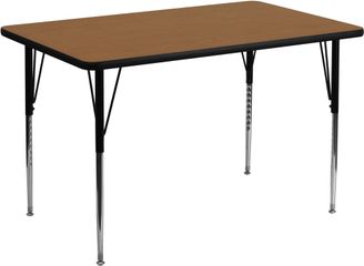 30''W x 48''L Rectangular Activity Table, Oak Thermal Fused Laminate Top & Standard Height Adjustable Legs - XU-A3048-REC-OAK-T-A-GG