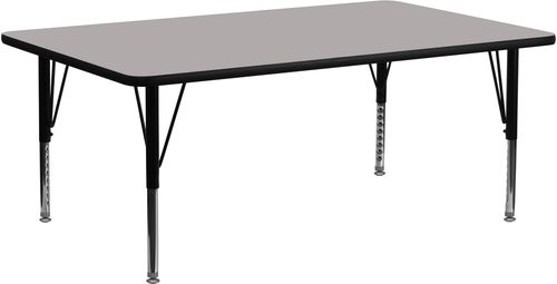 30''W x 72''L Rectangular Activity Table, 1.25'' Thick High Pressure Grey Laminate Top & Height Adjustable Pre-School Legs - XU-A3072-REC-GY-H-P-GG