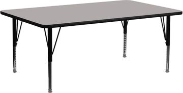 30''W x 72''L Rectangular Activity Table, 1.25'' Thick High Pressure Grey Laminate Top & Height Adjustable Pre-School Legs - XU-A3072-REC-GY-H-P-GG