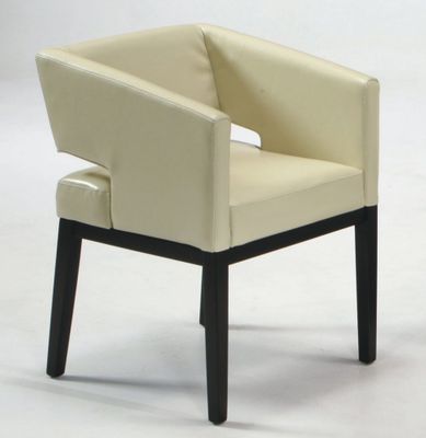 #312 Arm Chair in Cream Leather / Espresso - Armen Living - LC312ARCR