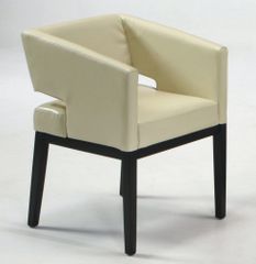 #312 Arm Chair in Cream Leather / Espresso - Armen Living - LC312ARCR