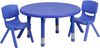 33'' Round Adjustable Blue Plastic Activity Table Set - YU-YCX-0073-2-ROUND-TBL-BLUE-R-GG