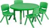 33'' Round Adjustable Green Plastic Activity Table Set - YU-YCX-0073-2-ROUND-TBL-GREEN-E-GG