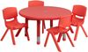 33'' Round Adjustable Red Plastic Activity Table Set- YU-YCX-0073-2-ROUND-TBL-RED-E-GG