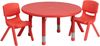 33'' Round Adjustable Red Plastic Activity Table Set - YU-YCX-0073-2-ROUND-TBL-RED-R-GG