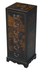 36" Antique Style Storage / Hall Table in Black Leather - frc5049