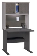 36" Desk and Hutch Set - Series A Pewter Collection - Bush Office Furniture - WC14536-37