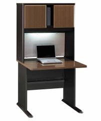 36" Desk and Hutch Set - Series A Walnut Collection - Bush Office Furniture - WC25536-37