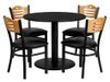 36'' Round Black Laminate Table Set with 4 Wood Slat Back Metal Chairs - MD-0009-GG