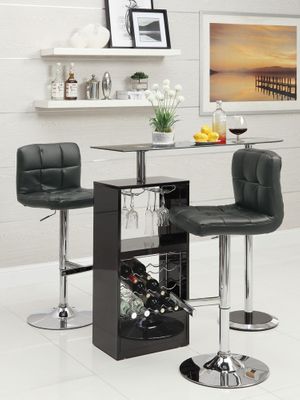 3PC Black Bar Table Set with 2 Stools - 120451