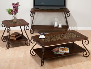 3PC Occasional Table Set with Mosaic Tile Top Inlay - 566-1