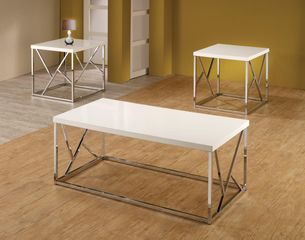 3PC White Accent Table Set - 701594