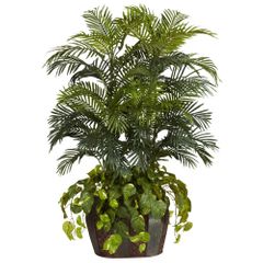 4.5' Double Areca with Vase and Pothos Silk Plant - Nearly Natural - 6634