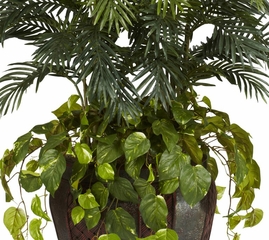 4.5' Double Areca with Vase and Pothos Silk Plant - Nearly Natural - 6634