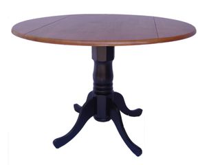 42" Round Dual Drop Leaf Pedestal Table in Black / Cherry - T57-42DP