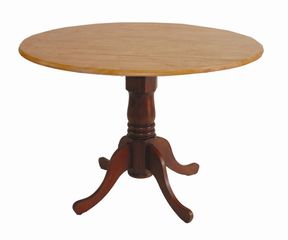 42" Round Dual Drop Leaf Pedestal Table in Cinnamon / Espresso - T58-42DP