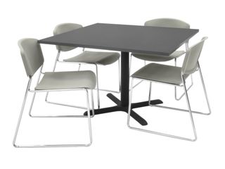42"x42" Table and 4 Zeng Stack Chairs Set - TBS42GYSC44